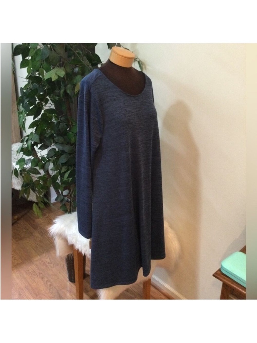 Old Navy Navy Blue Swing Dress XXL NWT Long Sleeve Soft Knit Casual Dress - Picture 3 of 11